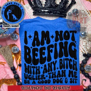 I Am Not Beefing With Any Bitch Uglier Than Me Be A Good Dog And Sit DTF Transfer | Trendy Snarky DTF Transfer | High Quality Image Transfer