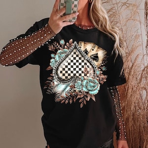 Transferencia DTF Checker Spades / Transferencia DTF Boho de moda / Lista para imprimir / Transferencias DTF de alta calidad / Envío rápido imagen 3