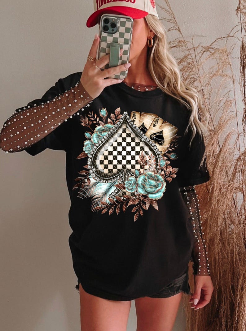 Transferencia DTF Checker Spades / Transferencia DTF Boho de moda / Lista para imprimir / Transferencias DTF de alta calidad / Envío rápido imagen 3