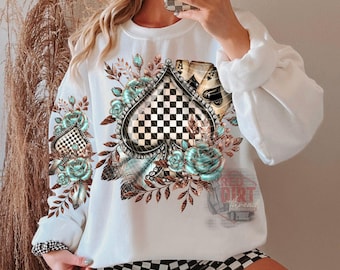Checker Spades DTF Transfer | Trendy Boho DTF Transfer | Ready to Press | High Quality DTF Transfers | Fast Shipping