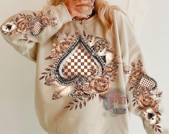 Checker Spades DTF Transfer | Trendy Boho DTF Transfer | Ready to Press | High Quality DTF Transfers | Fast Shipping