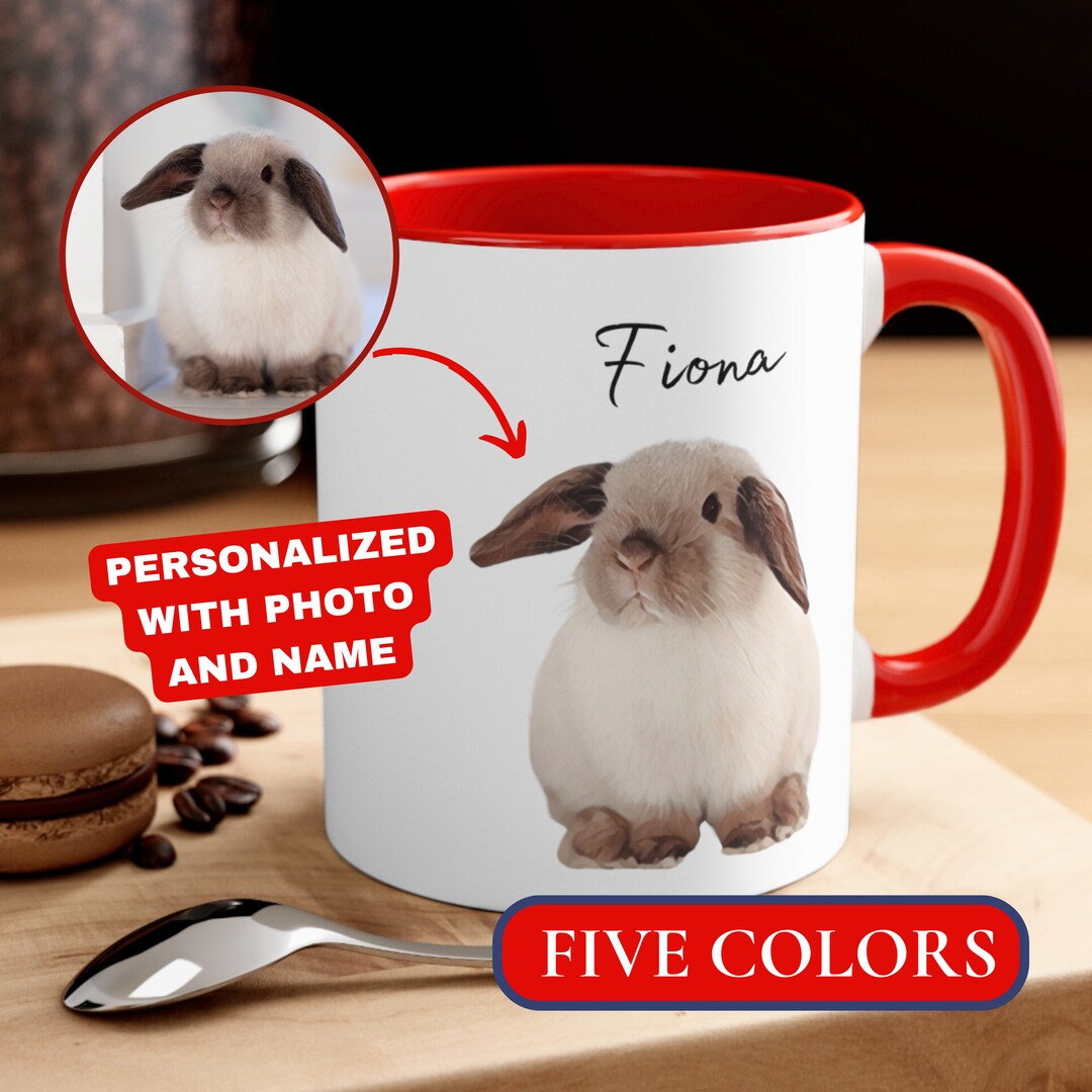 Personalized Rabbit Mug With Name, Custom Bunny Mug, Custom Pet Coffee Mug Name, Perzonalized