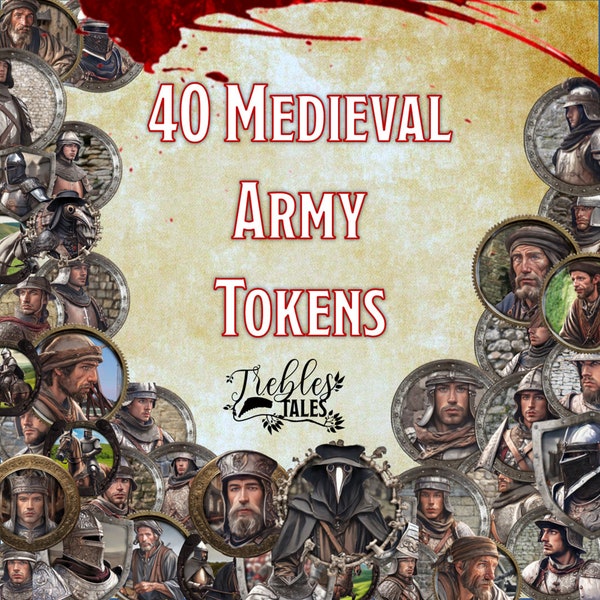 40 Digital Bordered Army Variety Tokens For Dungeon & Dragons