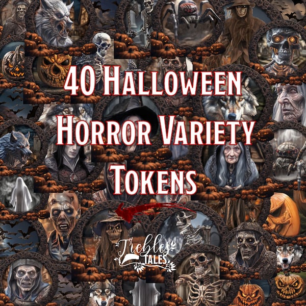 DnD Halloween Digital Bordered Tokens (Roll20, FoundryVTT etc)