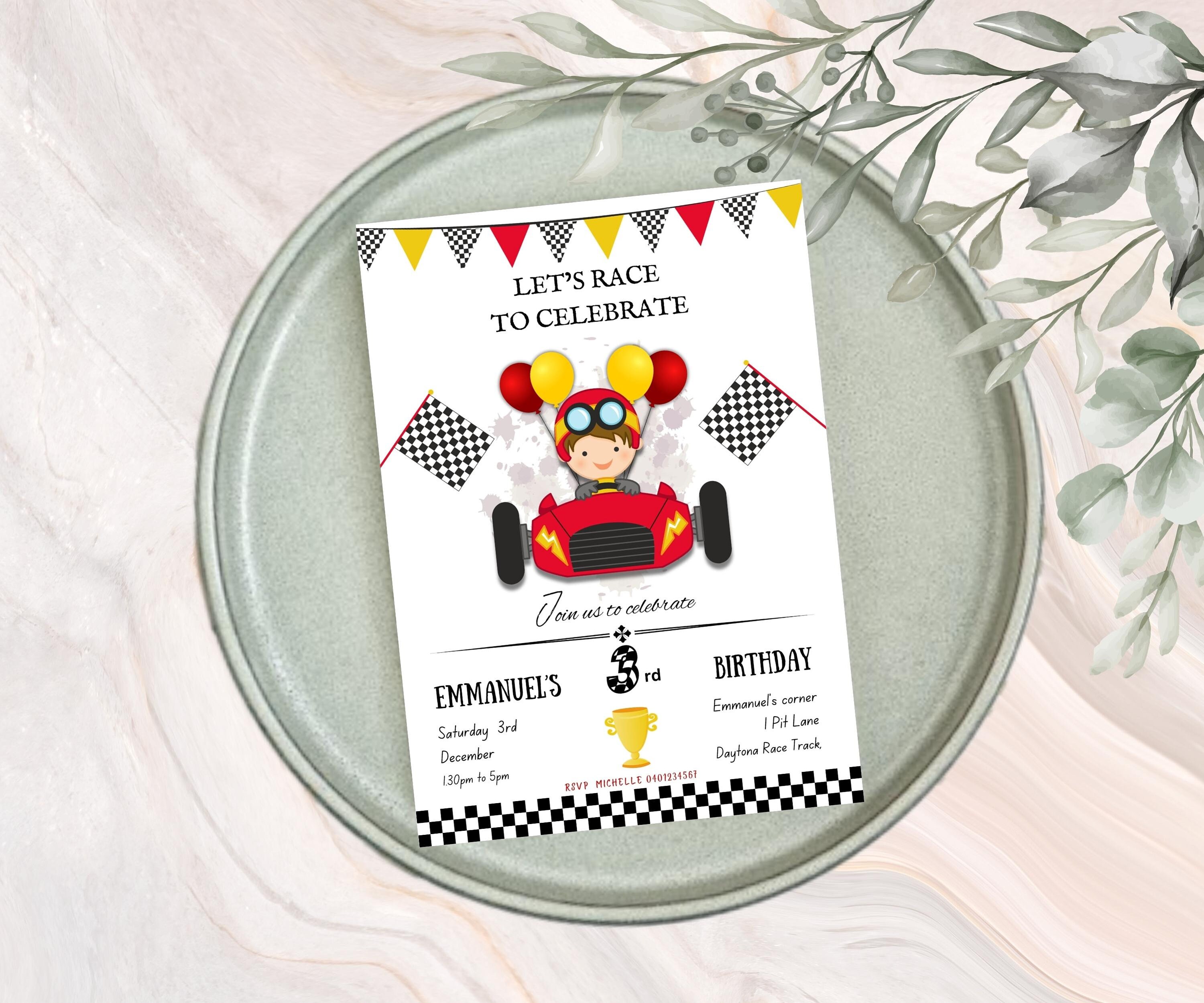 Editable Let's Race Car Theme 3rd Birthday Invitation. Instant Download ...