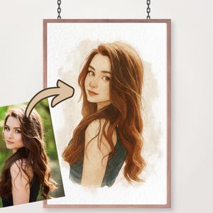 Retrato de dibujos animados de acuarela personalizado, regalo personalizado para ella, regalo de cumpleaños para él, retrato de amigos, impresión de retrato sin rostro.