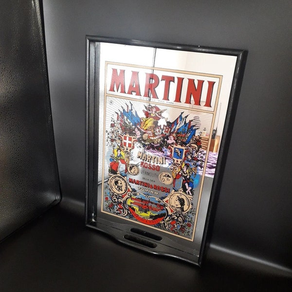 Martini Mirror Tray Deco Bar Bistro Vintage