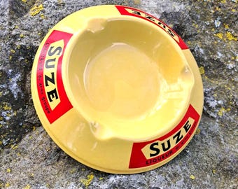 SUZE Vintage gelber Keramikaschenbecher Hergestellt in Frankreich 1980