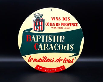 Placa de esmalte de vino francés Côtes de Provence Wines Bar Vintage 1960