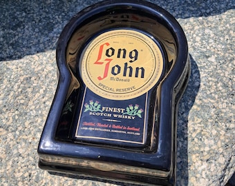 LONG JOHN Scotch Whisky Vintage Black Ceramic Ashtray