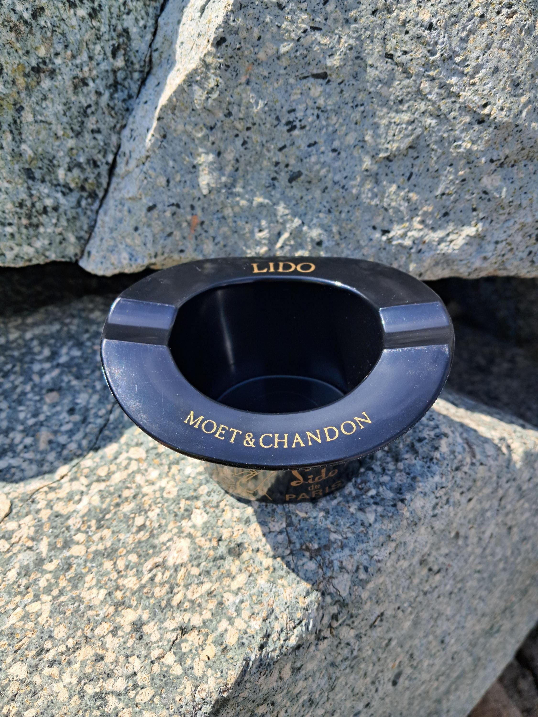 MOËT & CHANDON Champagne Ashtray Black Hat Lido Paris Vintage 1970