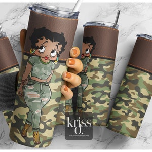 Camouflage Frau 20 Unzen dünner Becher | Army Designertasche gerades Design 20 Unzen | Betty | Download Sublimation | PNG | herunterladen