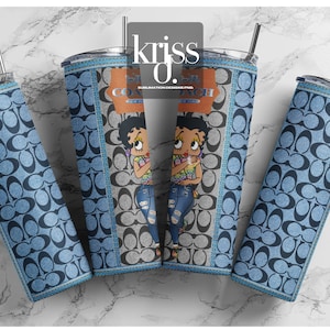 Designer bag tumbler Jeans | Betty Boop chain bag design | 20oz design |Sublimation Designs, Full Tumbler Wrap, Digital Downloads| Png