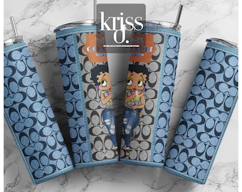 Designer bag tumbler Jeans | Betty Boop chain bag design | 20oz design |Sublimation Designs, Full Tumbler Wrap, Digital Downloads| Png