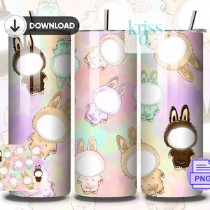 Kleine süße Monster Cartoon Charakter 20 oz Becher PNG Digitale Datei | Frühling Becher | Ostern- Pop bubu guckt | Sublimationsdesign |PNG