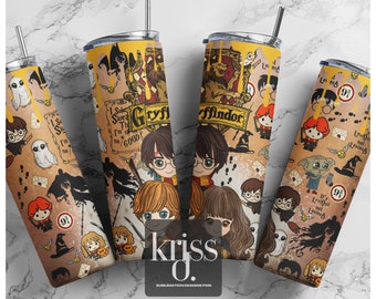 Magic school Cartoon glitter 20 oz Skinny Tumbler | Harry tumbler Sublimation Design | Rainbow floral Template Download Digital
