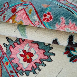 Hand Knotted Indo Oushak Ivory- Multicolor Rug 4x6, 5x8, 6x9, 8x10, 9x12, 10x14 ft Handmade Rugs for Living Room - Antique Ethnic rug