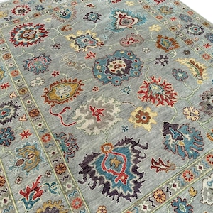 8x10 ft Exquisite Grey Turkish Inspired Oushak Hand Knotted Rug, Handmade Rugs for Living Room - Antique Contemporary rug