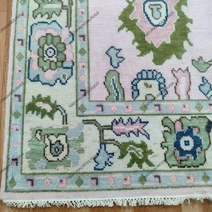 Rosa Oushak Stil Handgeknüpfter Teppich 4x6, 5x8, 6x9, 8x10, 9x12, 10 x 14 ft Handgefertigte Teppiche für Wohnzimmer - Antiker Zeitgenössischer Teppich