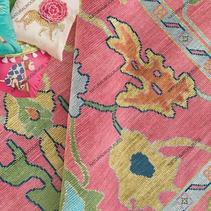 Exquisiter Rosa Oushak Stil Handgeknüpfter Teppich 4x6, 5x8, 6x9, 8x10, 9x12, 10 x 14 ft Handgefertigte Teppiche für Wohnzimmer - Antiker Zeitgenössischer Teppich