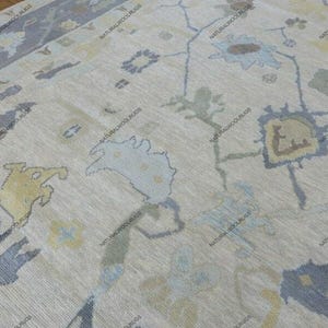 8x10 gray Oushak rug Made to Order (In Any Size!!) Geometric Knotted Modern Oushak rug/ large area rug/pastel/sage/muted oushak rug.