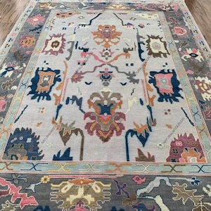 Exquisite Oushak style Gray Hand Knotted Rug 4x6, 5x8, 6x9, 8x10, 9x12, 10x14 ft Handmade Rugs for Living Room - Antique Contemporary rug