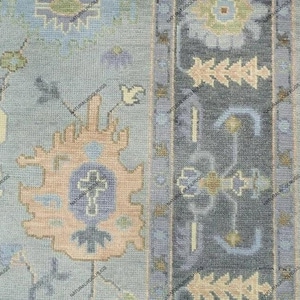 5x8 Blue white Oushak Made to Order (In Any Size!!!!!) Geometric Knotted Modern Oushak rug/ large area rug/pastel/sage/muted oushak rug.
