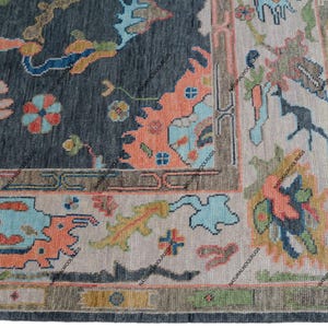 Blue Ivory Pink Exquisite Oushak style Hand Knotted Rug 4x6, 5x8, 6x9, 8x10, 9x12, 10x14 ft Contemporary Handmade Rugs for Living Room