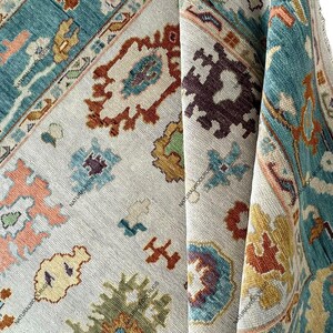 8x10 ft Exquisite Beige- Multicolour Turkish Inspired Oushak design Hand Knotted Rugs for Living Room - Antique Contemporary rug