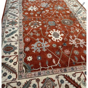 Red Indo Oushak Hand Knotted Rug 4x6, 5x8, 6x9, 8x10, 9x12, 10x14 ft Handmade Rugs for Living Room - Antique Ethnic rug
