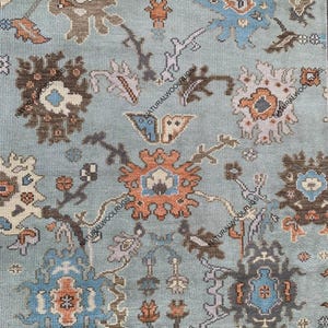 Aqua Blue Oushak Hand Knotted Rug 4x6, 5x8, 6x9, 8x10, 9x12, 10x14 ft Handmade Rugs for Living Room - Antique Ethnic rug for home decor