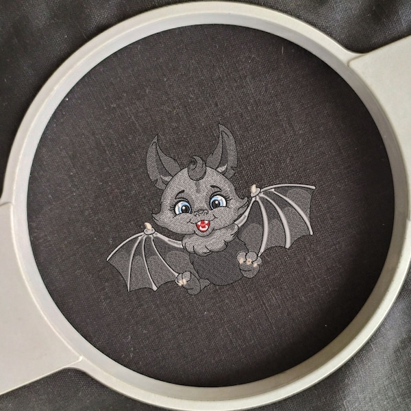 Hoops 4x4” (100 x 100mm) - Cartoon Gray Cute Baby Bat Machine Embroidery design - Baby animals Embroidery file One size - Instant Download