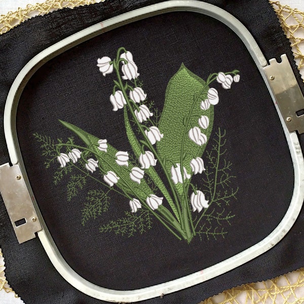 Motif de broderie Machine bouquet de muguets - fichier de broderie botanique fleurs - 6 tailles - téléchargement immédiat