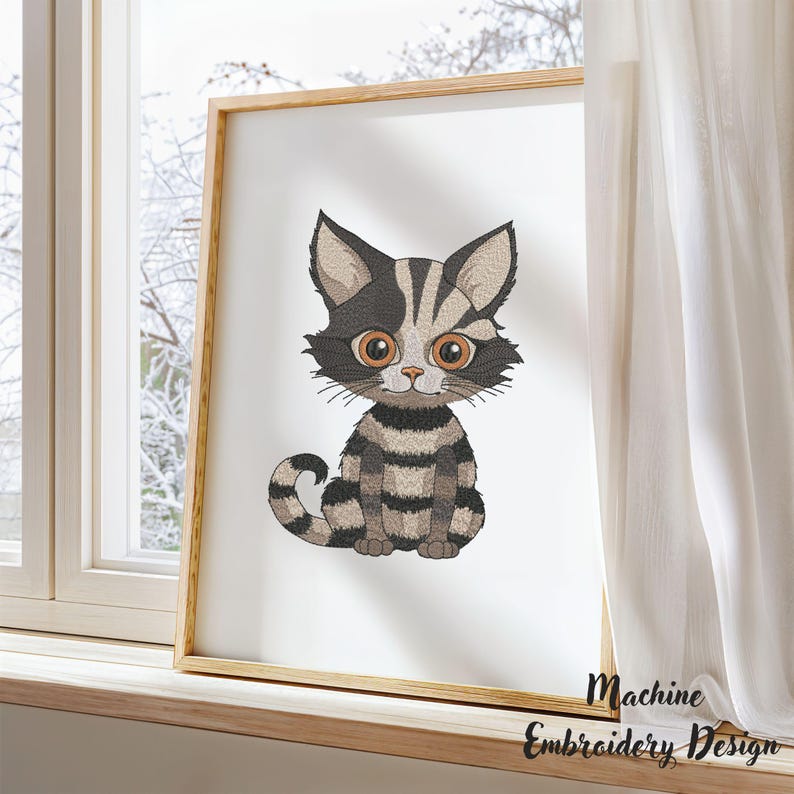 Machine Embroidery Design Striped Halloween Gothic Cat Halloween Cat