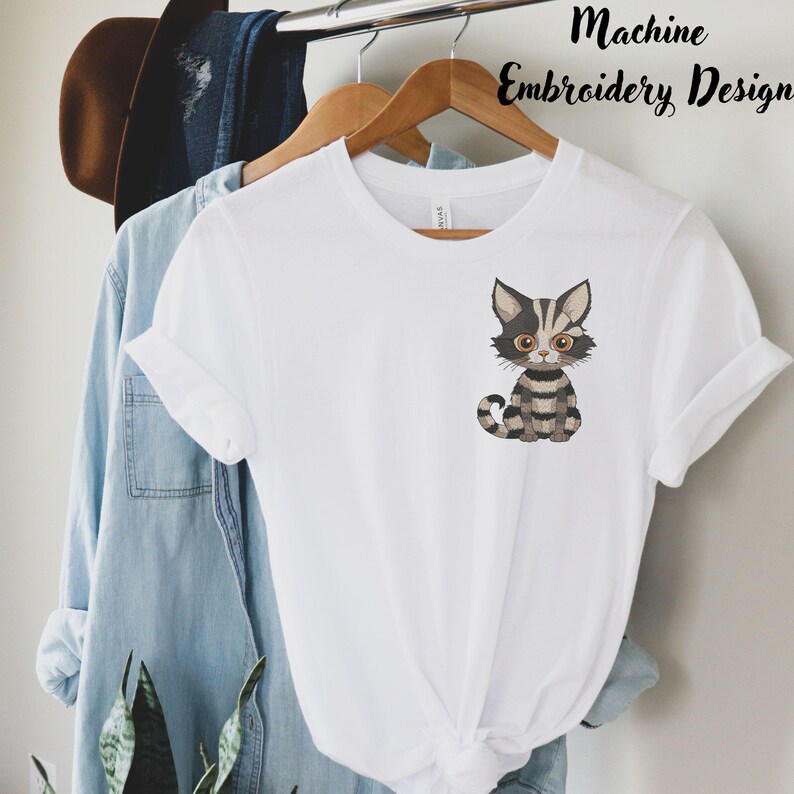 Machine Embroidery Design Striped Halloween Gothic Cat Halloween Cat