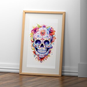 Skull Wall Art Day Of The Dead Skull Wall Hanging Art Calavera Skull Digital Print Dia De Los Muertos Home Decoration Hallway Painting