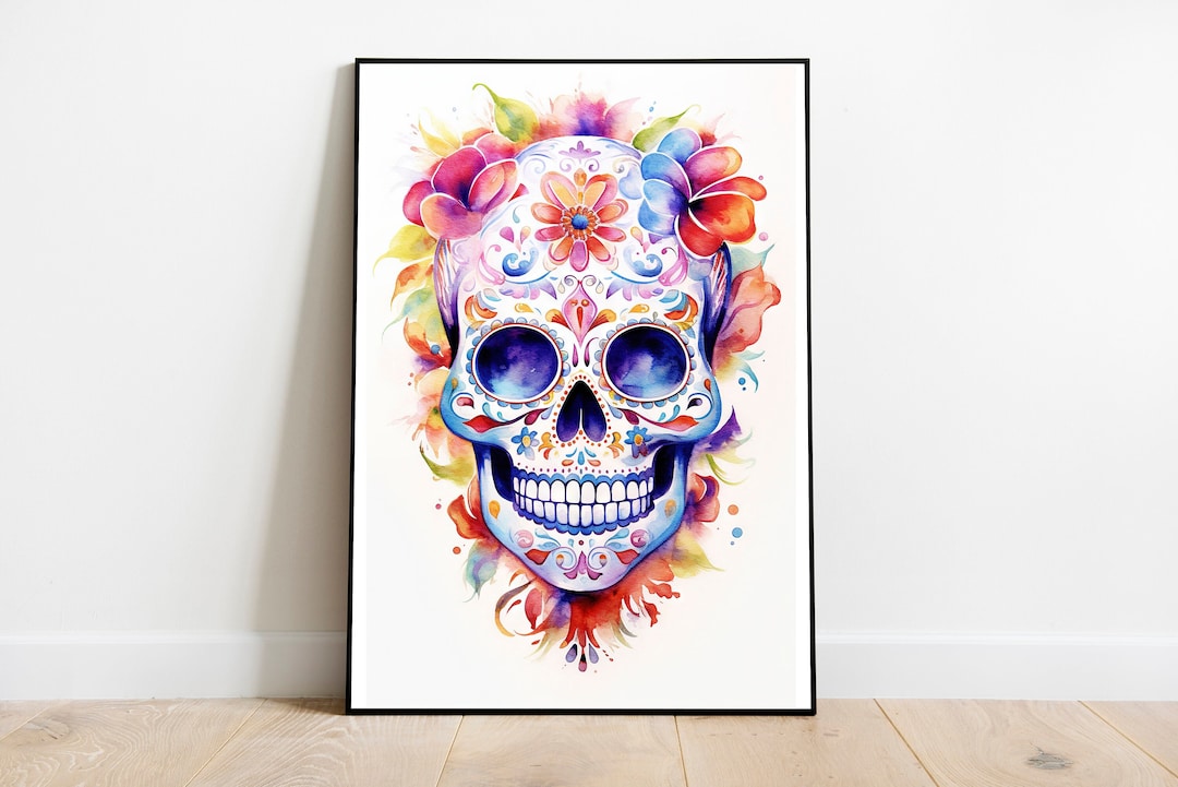 Day of the Dead Candy Skull Wall Art Calavera Skull Wall Art Etsy