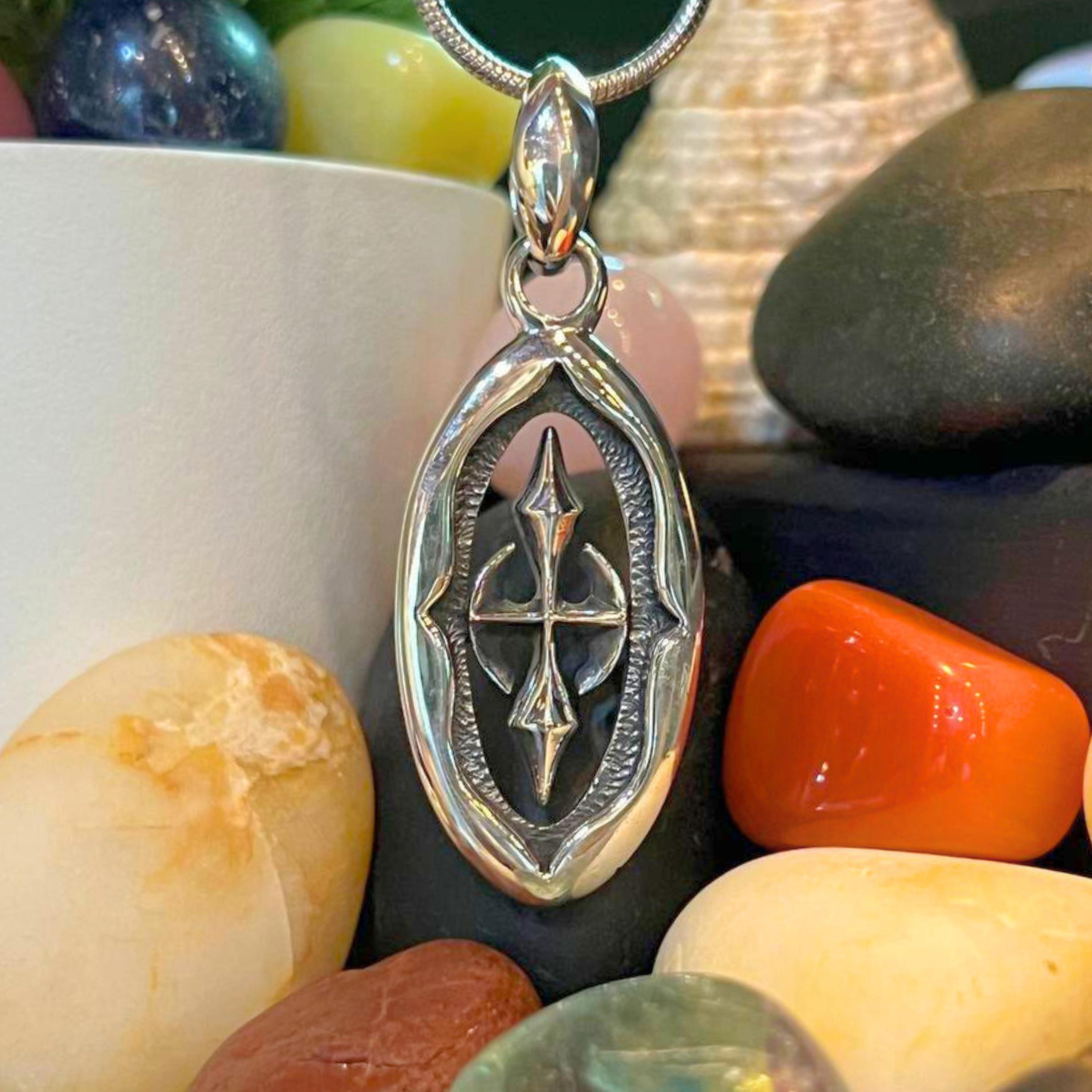 Ciondolo In Argento Talismano Quadrato Magico E Pentacolo Di Mercurio