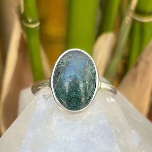 Moss Agate Sterling Ring - Handmade