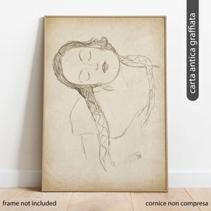 Gustav Klimt - Art Nouveau, vintage, poster personalizzabile, schizzo a matita, regalo, 4 sfondi