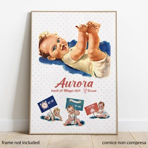 Póster de nacimiento personalizable, ilustraciones vintage, recuerdo, regalo de nacimiento, foto de nacimiento, nueva mamá, bautismo de amor, baby shower