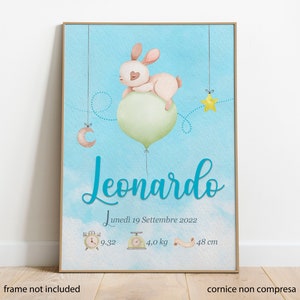 Anpassbares Geburtsposter, schläfriger Hase, Baby-Andenken - Geburtsgeschenk, Geburtsbild, Babyparty, neue Mama, Liebe