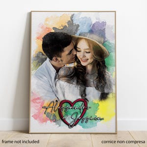 Portrait vom Foto, Aquarell, Valentinstag, Liebe, personalisiertes Geschenk, Liebhaber, Wandkunst, individuelle Illustration, Druck oder Datei