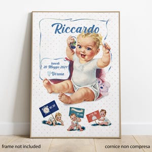 Anpassbares Geburtsposter, Vintage-Illustrationen, Erinnerung, Geburtsgeschenk, Geburtsbild, neue Mutter, Taufe, Liebe, Babyparty