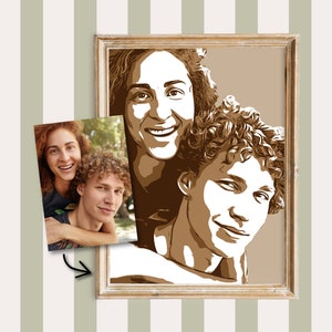 Poster personalizzato, ritratto digitale da foto in 4 tonalità seppia, due sfondi a disposizione - STAMPA o FILE digitale - wall art.