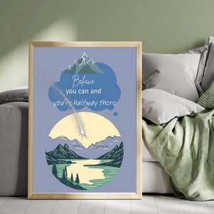 Printable digital wall art, motivational quote, 2 paintings with 5 different formats, positive wall quotes.