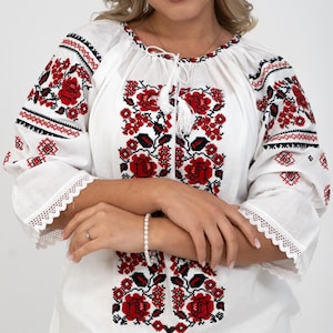 Romanian blouse for women, traditional romanian clothing, cotton folk shirt, cultural peasant blouse, authentic gift from Romania