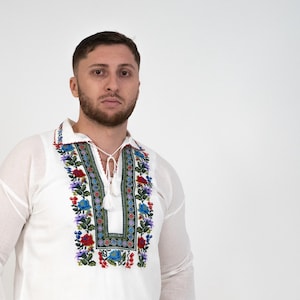 Peasant blouse – Handmade Romanian traditional blouse, ethnic folk clothing, vintage embroidered blouse