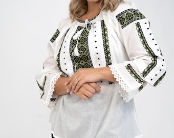 Hand Stitched Vintage Romanian Blouse Ie Romaneasca - Folk