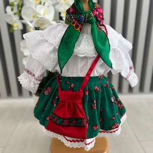 Traditional Romanian girl's dress embroidery sewn manually